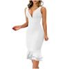 Summer new French European and American style sleeveless v-neck dress hip-wrapped ruffle edge one-step skirt