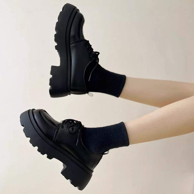 Thick soled anti slip wear-resistant women's new versatile single shoe solid color simple  comfortable casual women's shoes