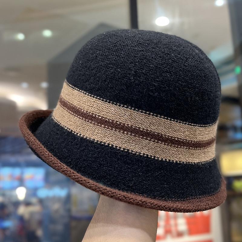 Retro gekräuselte Fischerhut Kinder Herbst und Winter Britisches Temperament Zylinder zeigt kleines Gesicht elegant Wollbeckenhut Tide