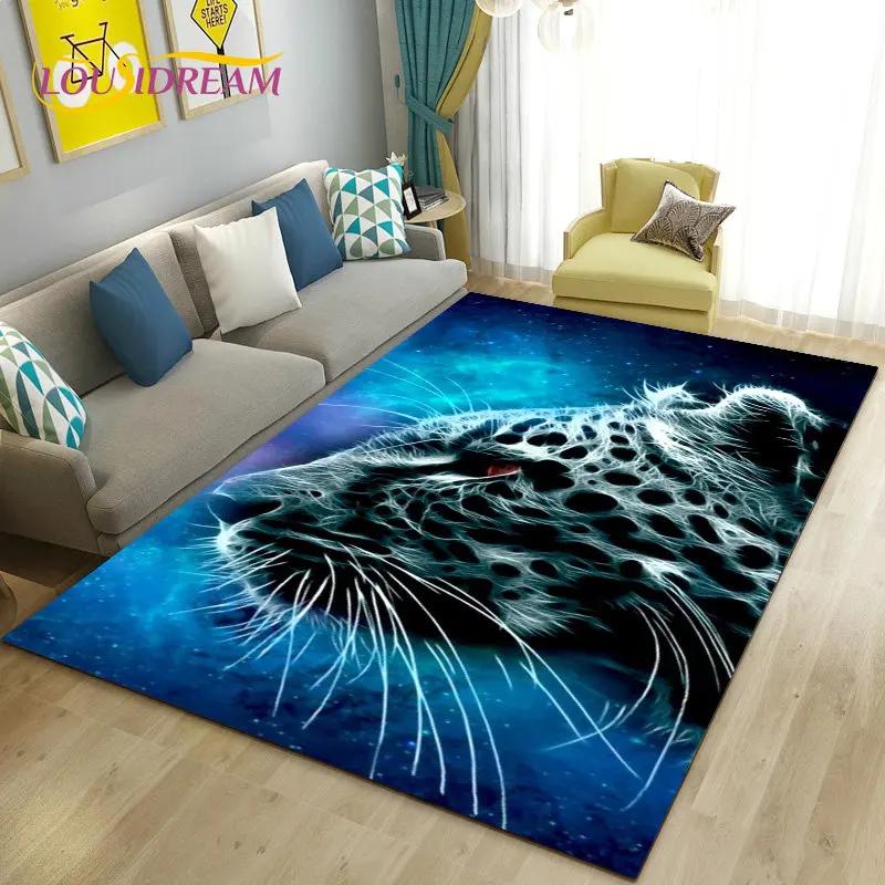 3D Cartoon Dier Luipaard Jachtluipaard Gebiedskleed Tapijt voor Woonkamer Slaapkamer Speelkamer Sofa decoratie huis Antislipkleed Vloermat Zacht