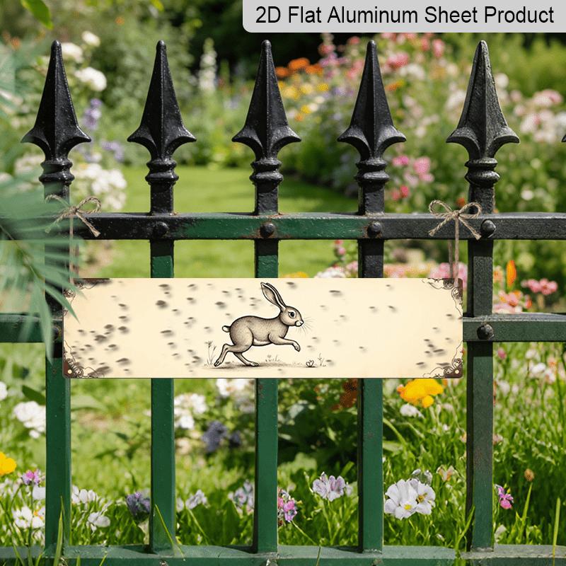 15.7×3.94inch Metal Sign, Featuring A Rustic Rabbit Design- Aluminum Decorative Sign. This Vintage Farmhouse Wall Art Is Perfect for Decorating Your
