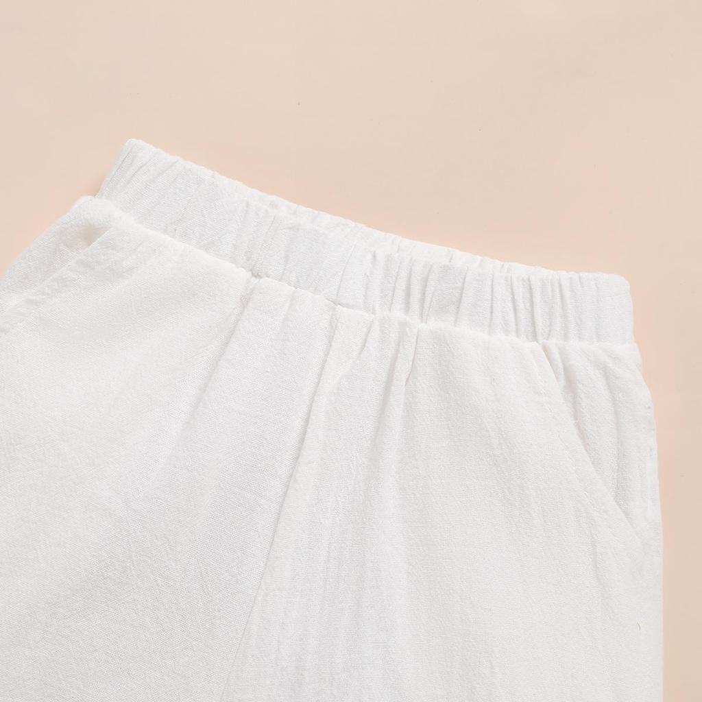 Jungen Einfarbig Kurzarm Stehkragen Zweiteiler mit Aufkrempel-Shorts