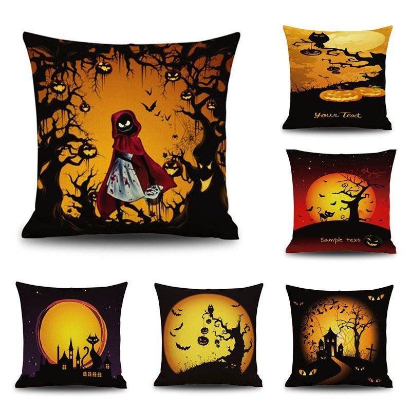 Stylish Invisible Zipper Halloween Cushion Cover For Sofa And Bed