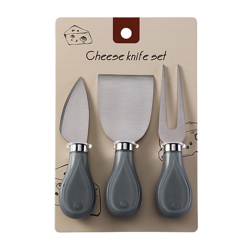 Käsemesser & Gabel Set aus Edelstahl mit Marmeladen-Butterspachtel - 3-teiliges Set