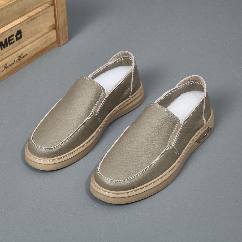 Herren Sommer Leder Freizeitschuhe Modische Vielseitige Halbschuhe Weiche Sohle Weiche Oberfläche Enthüllen Rindsleder Herrenschuhe