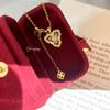 Elegant Italian Court Style Clover Pendant Necklace with Gold Lace and Diamond Inlay.