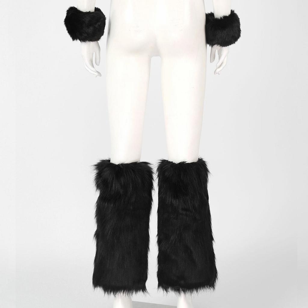Women Faux Furs Fuzzy Wrist Cuffs Wrist Warmers Leg Warmers Short Boot Sleeves