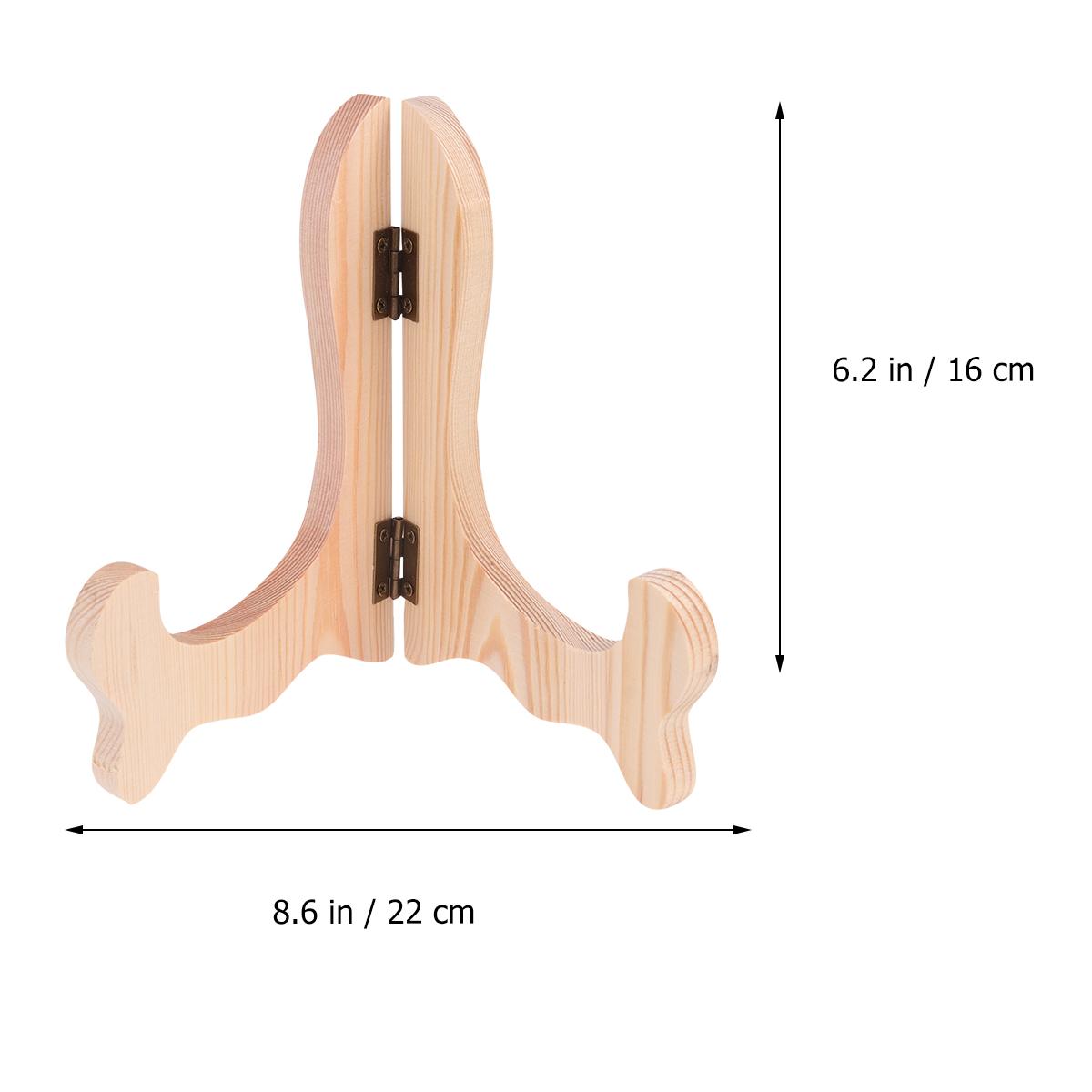 4pcs Wooden Display Stand For Plate Curved Wood Easel Desktop Art Showcase Photo Book Holder Burned Pine Paulownia Color