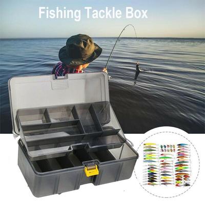 Capacity Durable Plastic Practical Double Layers Bait Storage Case Fishing Tackle Box Waterproof