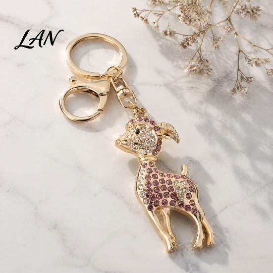Decorative Keychain Rhinestone Sheep for Backpack, Sparkly Goat Car Key Ring, Lamb Pendant Backpacks and Handbags Charm