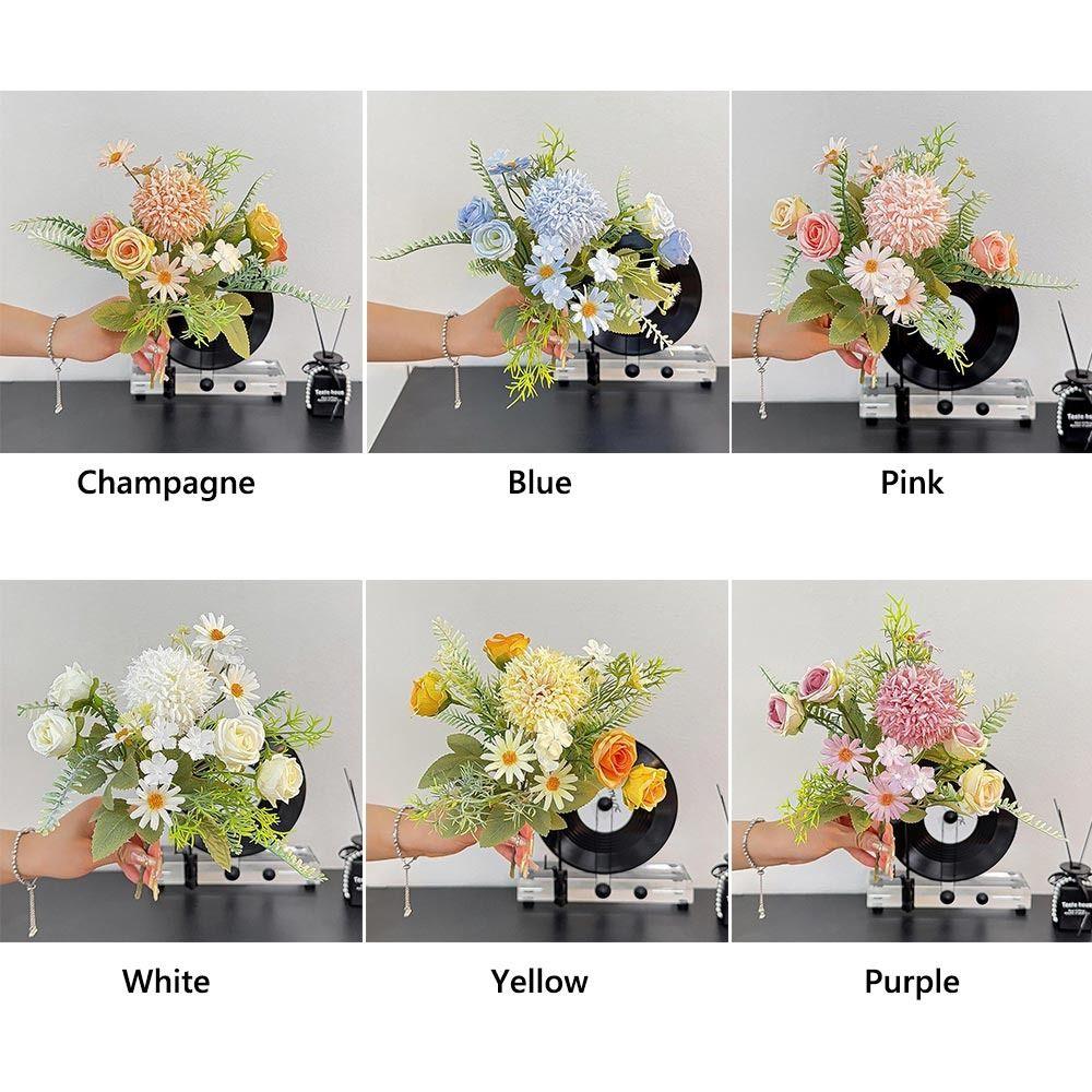 Mehrfarbige Künstliche Rose Grüne Blätter Blumengesteck Künstliche Rosenblüte Schreibtischornament Foto Requisiten Lebensechte Blumen