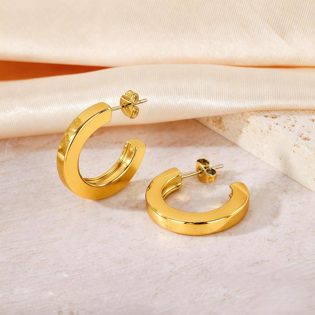 Titanium Steel Light Luxury Colorfast Hoop Earrings with High-End Feel