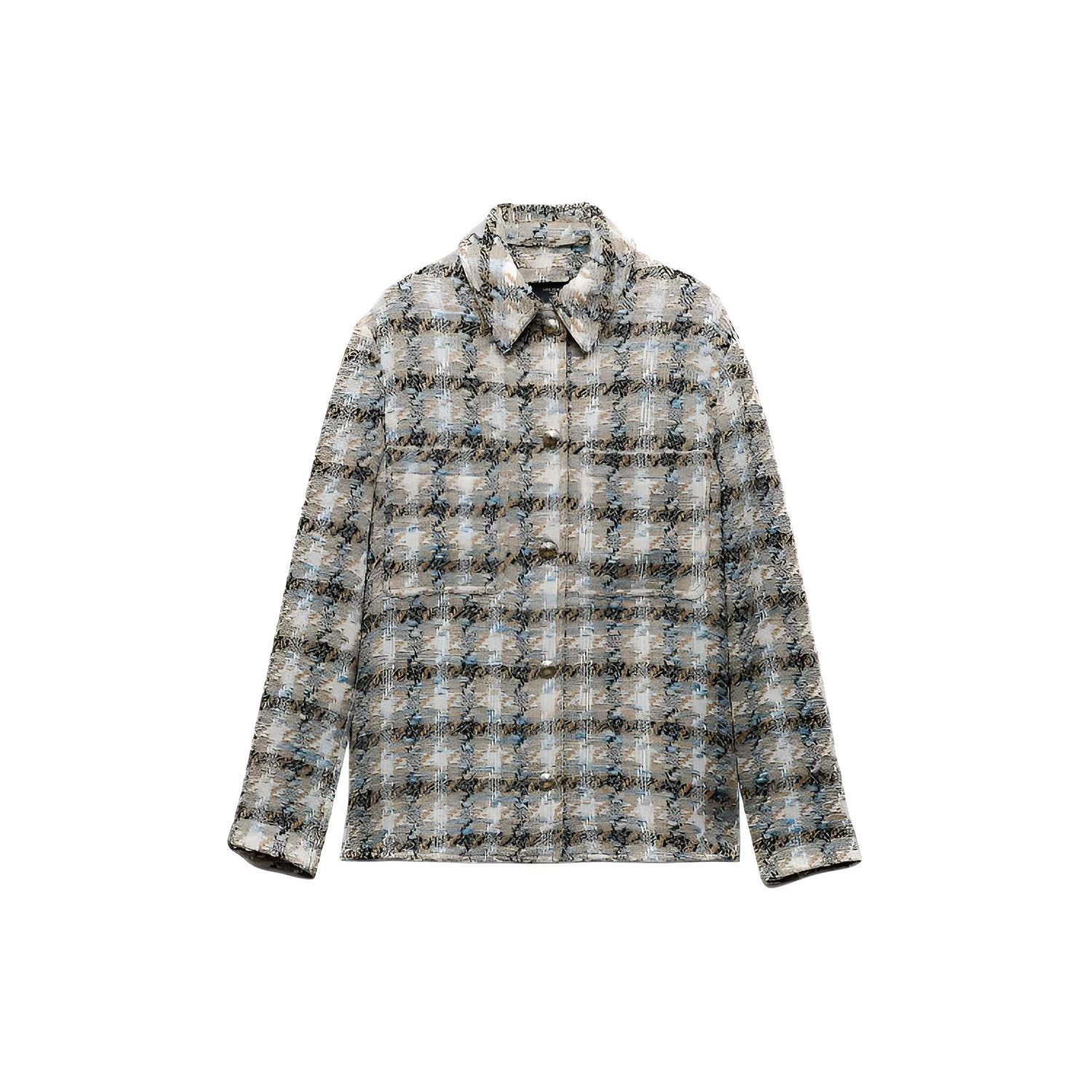 

Zara Plaid Texture Lapel Long Sleeve Jacket Women jackets Multicolor 9109167-330 XS