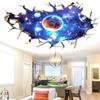 New 1Pc 3D Stereo Broken Wall Space Planet Wall Sticker Bedroom Living Room Ceiling Decoration Paste