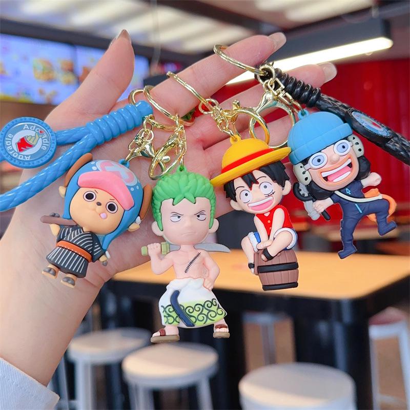 Cartoon One Piece Keychain: PVC Figurine Charm for Bags & Cars, Cute Gift