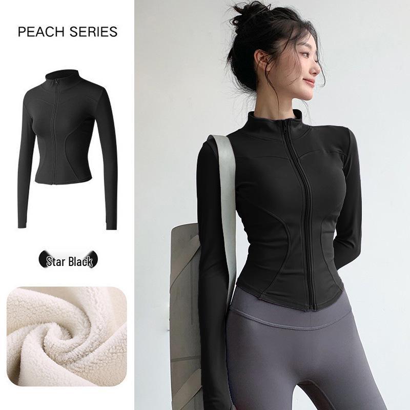 

Женская облегающая беговая куртка на флисовой подкладке - Осень/Зима 2025, с длинным рукавом, для йоги и фитнеса. L