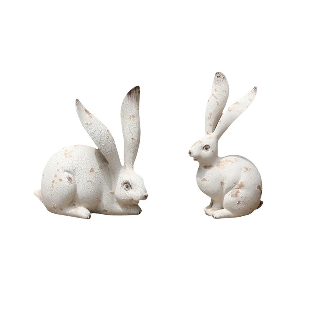 Resin Easter Bunny Simulation Animal Sculpture Ornament Retro Tale Gift