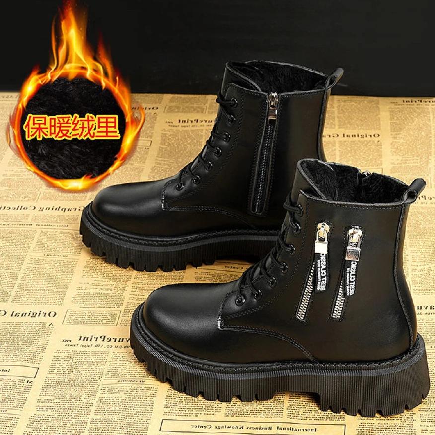 Snøstøvler Plysj Varm Medium Støvletter Dame Svart og Hvit Vinter Fortykket Varm Snø Flate Sko Zapatos Mujer