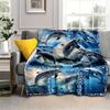Jumping Dolphin Print Lightweight Flannel Blanket for Sofa Bed Camping Travel Office Daily Use