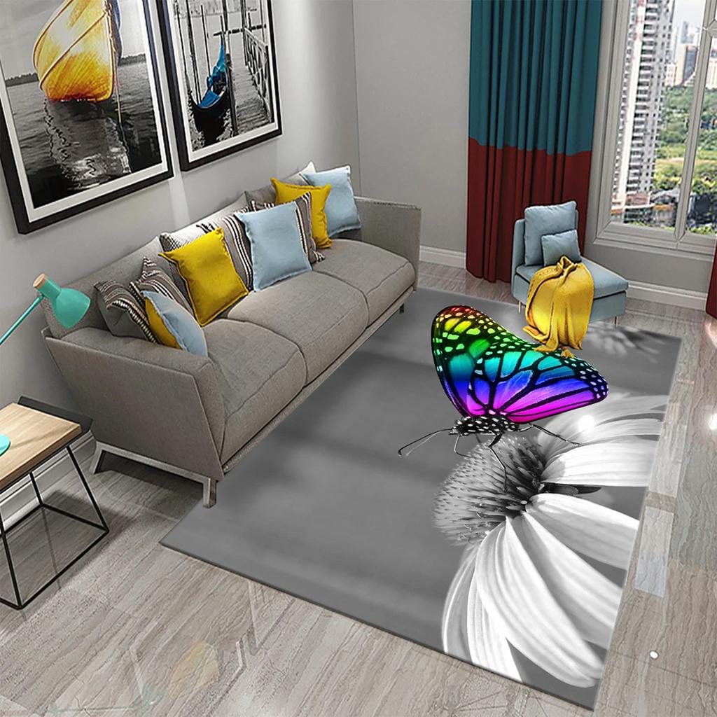 3D bunte Schmetterling Teppich Schlafzimmer Eingang Tür Dekor Matte Innenteppiche Wohnzimmer Fußmatten Badezimmer rutschfeste Teppiche