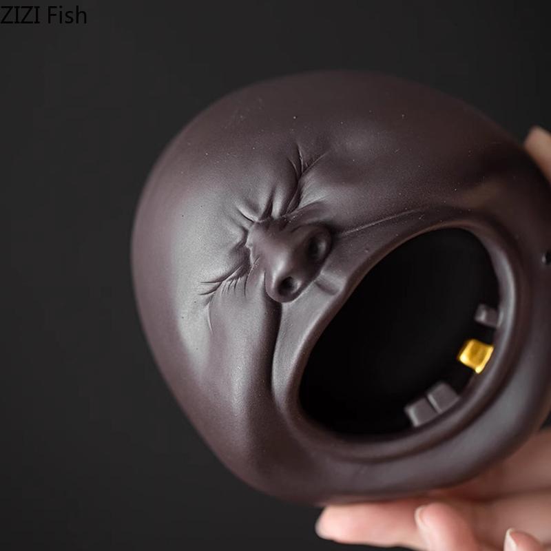 Purple Clay Ashtray Creative Yawning Figures Ash Tray Home Office Table Smoking Accessories for Weed Ashtrays Gift for Boyfriend