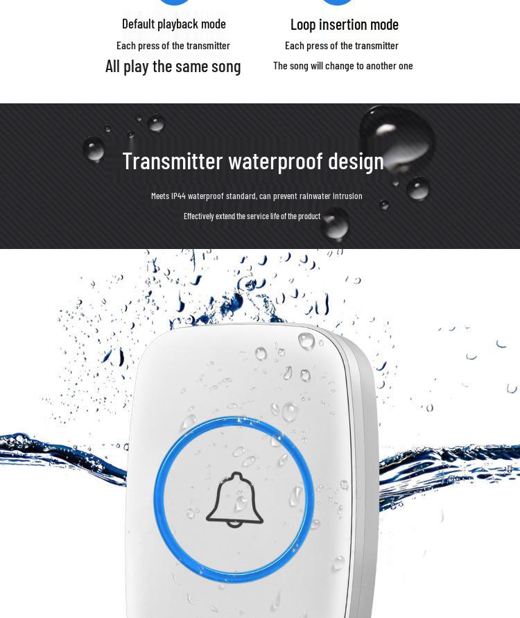 Katia A10 Black Long-Range Wireless Music Doorbell & Elderly Pager