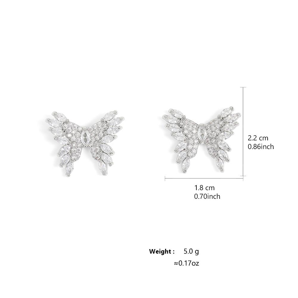 ZAKOL Trendy Butterfly Zirconia Stud Earrings For Women Girls Metal Crystal Ears Accessories Party Birthday Daily Zircon