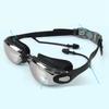 Swimming Goggles Antifog Waterproof Clear Wide View Swim Goggles with Soft Silicone Earplugs for Men Women Black