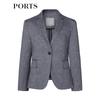 PORTS Women's Spring/Summer One-Button Denim Texture Blazer