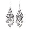 European Retro Ethnic Floral Tassel Earrings with Engraved Water Drop Design