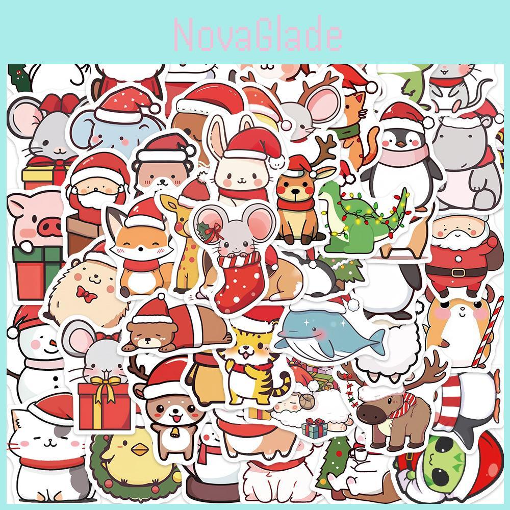 50 Cute Christmas Animal Doodle Stickers Personalize Your Guitar Notebook And Luggage With Waterproof Decals