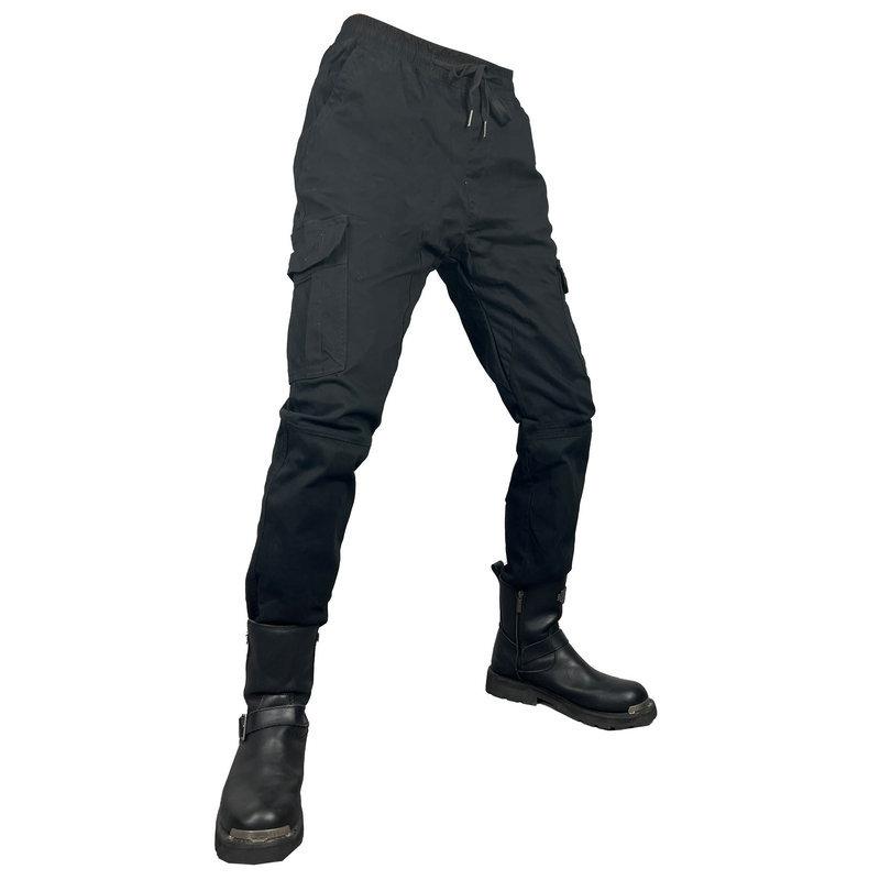 Pantaloni da moto da corsa uomo, pantaloni anti-caduta locomotiva, piedi legati casual multi-tasche da lavoro pantaloni da ciclismo, jeans, ginocchiere