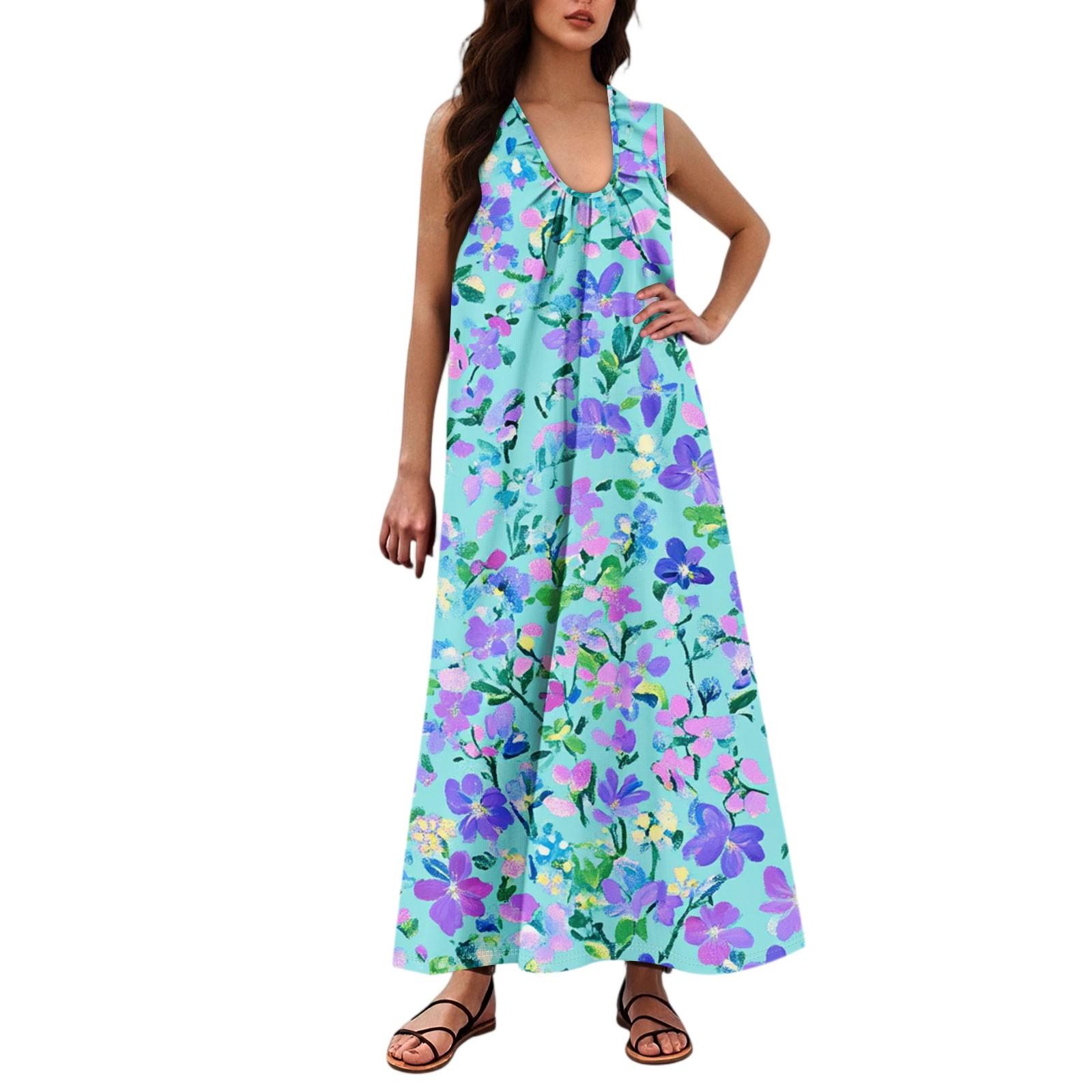 

Женская Мода Повседневная А-силуэт Цветочный Принт Эффект Молотка Свободная Длинная Юбка с Карманами XXL