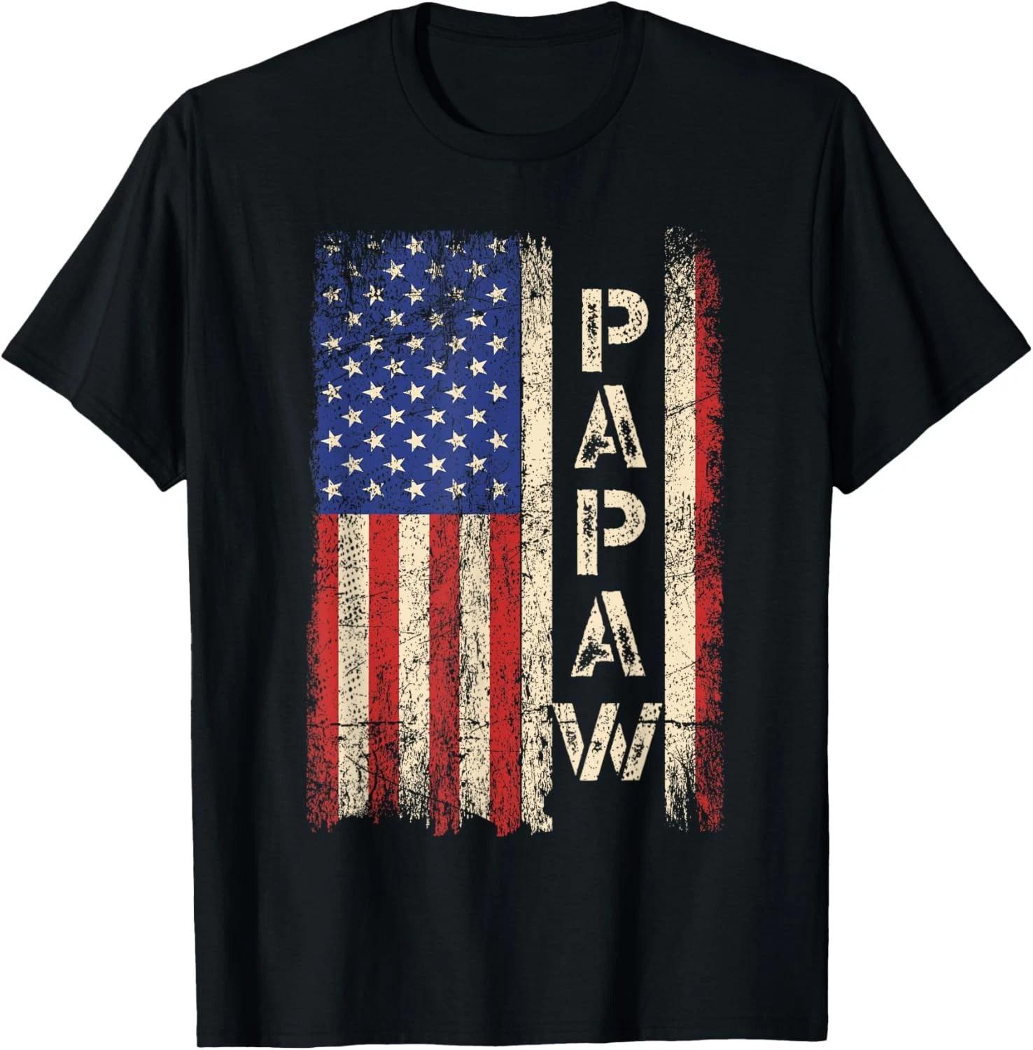 Papaw Grandpa US American Flag Shirt Grandfather Day T shirt 3XL