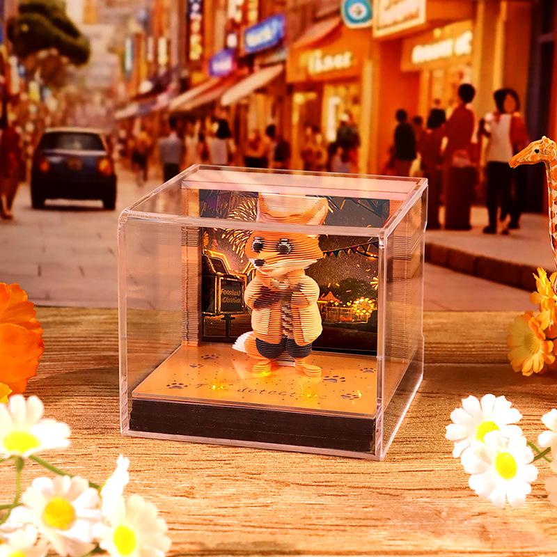 3D Pop-up Haftnotizen & Abreiß-Notizblockkalender mit Fuchs-Design
