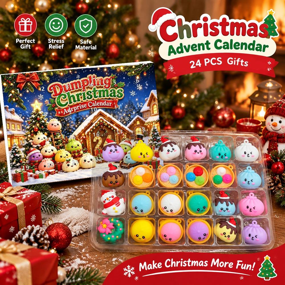 24pcs Christmas Dumpling Advent Calendar, 3D Kawaii Hanging Ornaments, Countdown Gift for Teens
