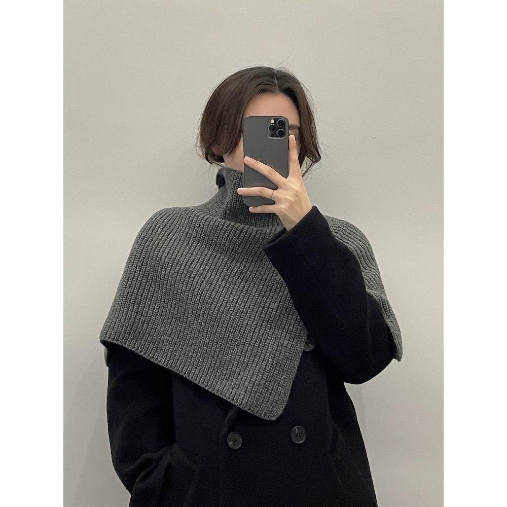 Strickschal und -tuch im koreanischen Winterstil für Damen – warmer Nackenschutz und Kunstkragen.