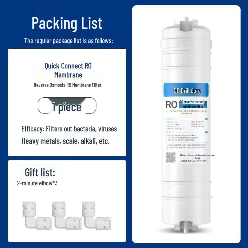 10-tommers femtrinns vannrenserfiltersett: Hurtigkobling PP Bomull, Granulert Karbon, Skalahemmer, Komprimert Karbon og RO-membran