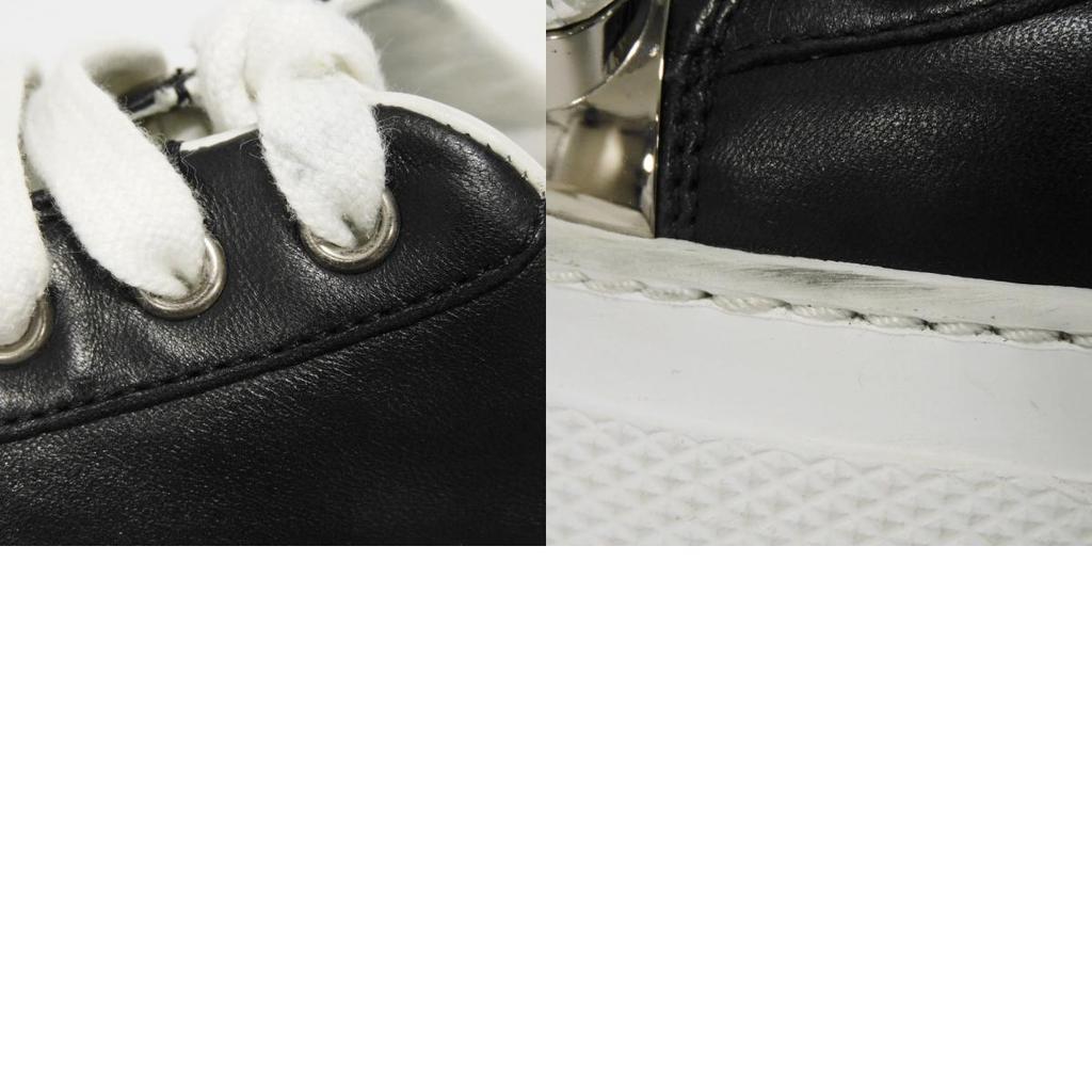 Used 12166 Crystal Low-Tops 5E907C 7896 Size 35 White Beaded Rubber Silver Platform 8.7" Logo Embossed Women's from