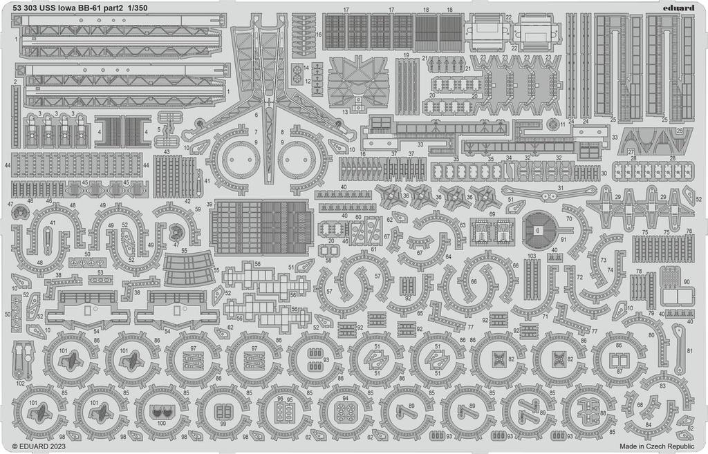 Eduard 1/350 scale USS Iowa BB-61 Part 2 Etching Parts (for Hobby Boss) Plastic Model Kit Parts EDU53303