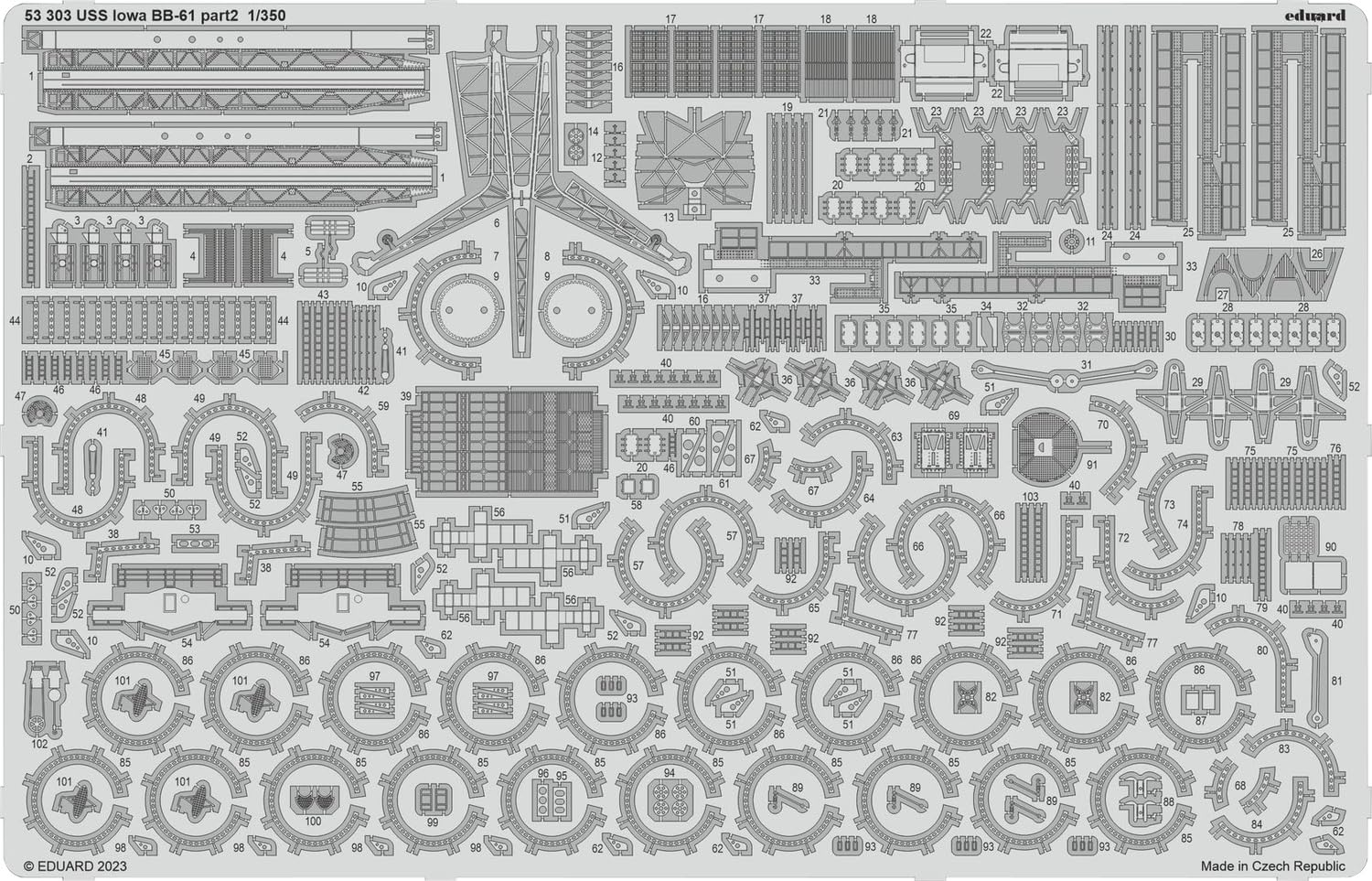 

Eduard 1/350 scale USS Iowa BB-61 Part 2 Etching Parts (for Hobby Boss) Plastic Model Kit Parts EDU53303