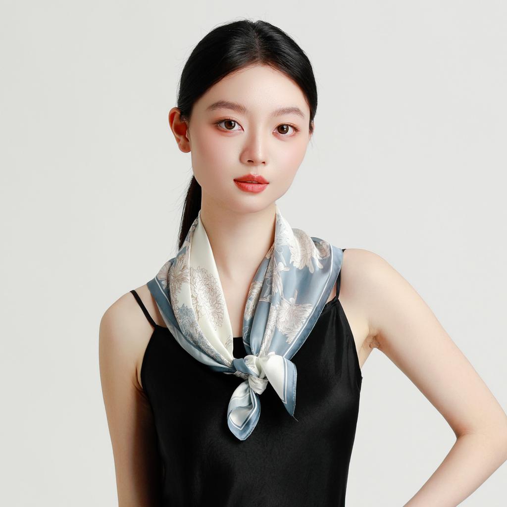 New 12mm silk crepe satin 100% mulberry silk scarf, high-end versatile accessory, silk scarf square scarf