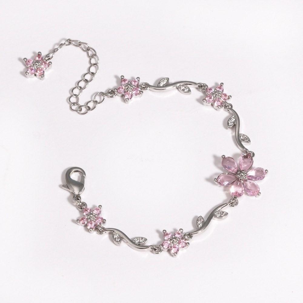 Y2K Chain Bracelet Crystal Women's Bracelet Sweet Flowers Bracelet
