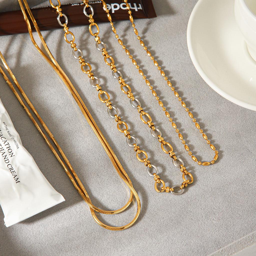 Euro-American Style Stainless Steel Necklace, Light Luxury High-end Layered Jewelry, Fashionable Versatile Clavicle Chain