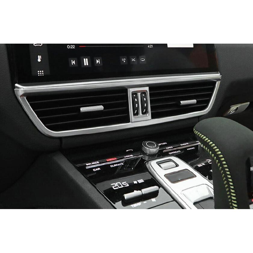 For Porsche Cayenne 2019-23 Silver Pattern Central Console Air Outlet Vent Trim