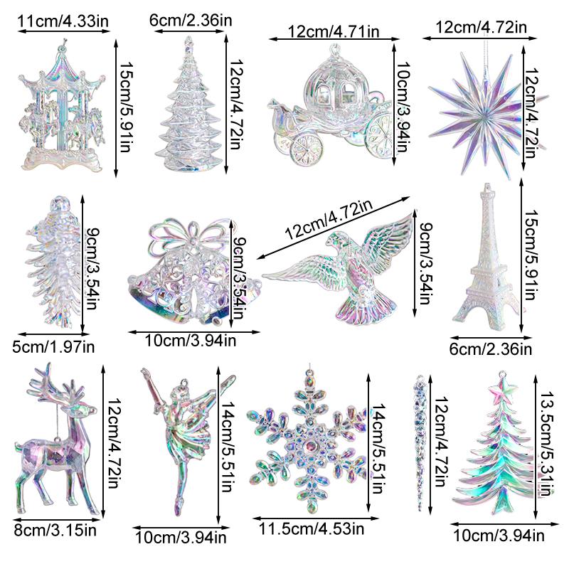 1 buc Acril Diverse Stiluri Cristal Clar Transparent Pandantive Pom de Crăciun Modelare Simulare Ornament de Casă Pandantiv Colorat