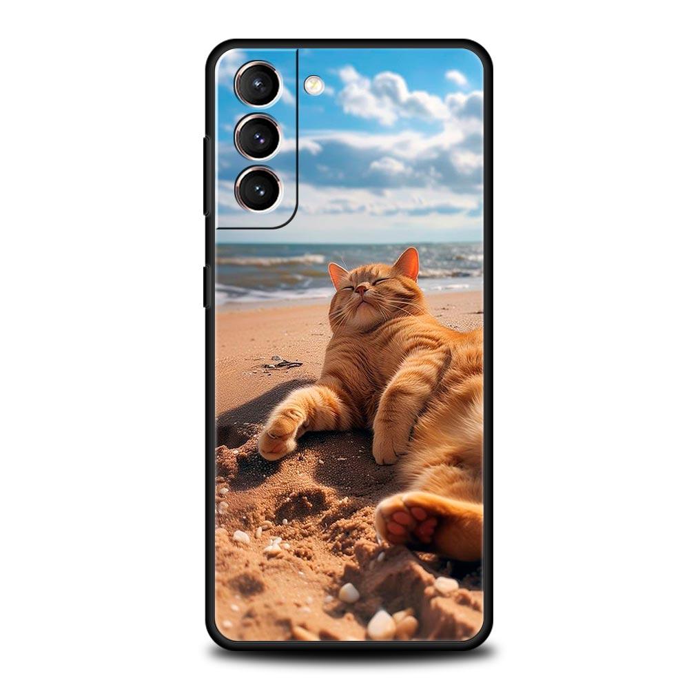 Summer Beach Palm Tree Phone Case For Samsung Galaxy S24 S23 S22 Ultra S20 S21 FE 5G S10 S9 Plus S10E S8 S7 Soft Silicone Cover