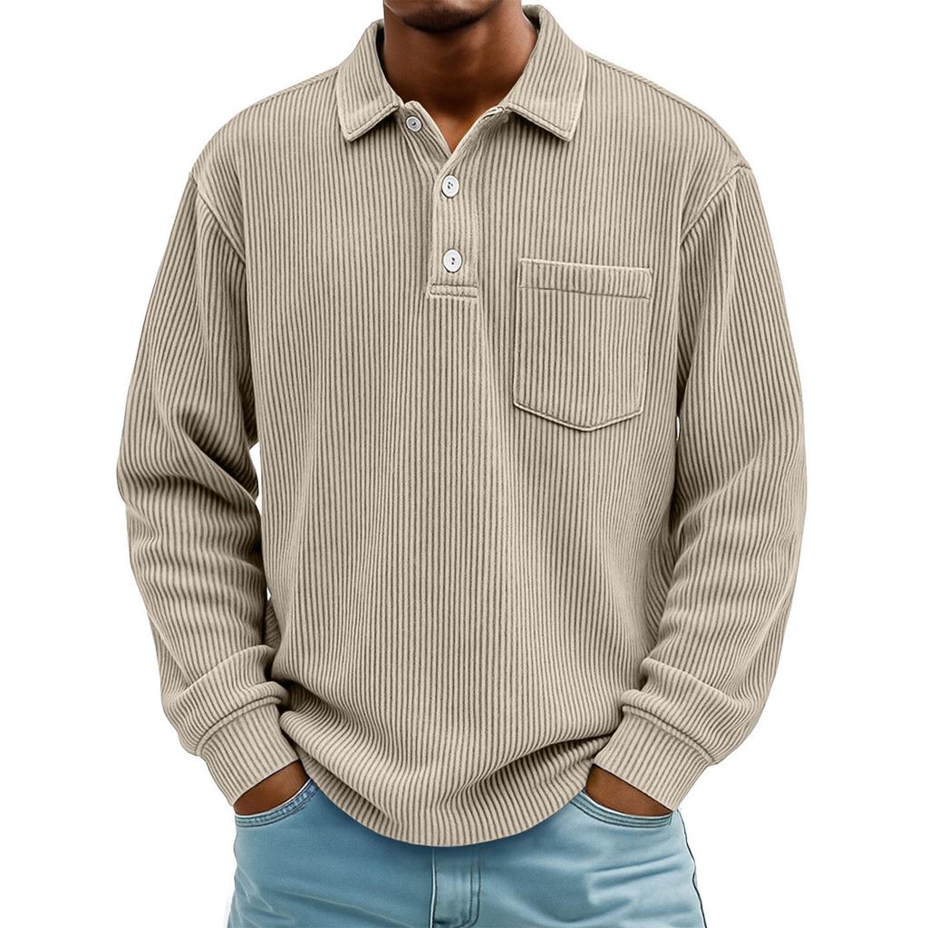 Men's  Loose  Lightly  Ripe  Leisure  Stripes  Retro  Long  Sleeves  Upper  Garment