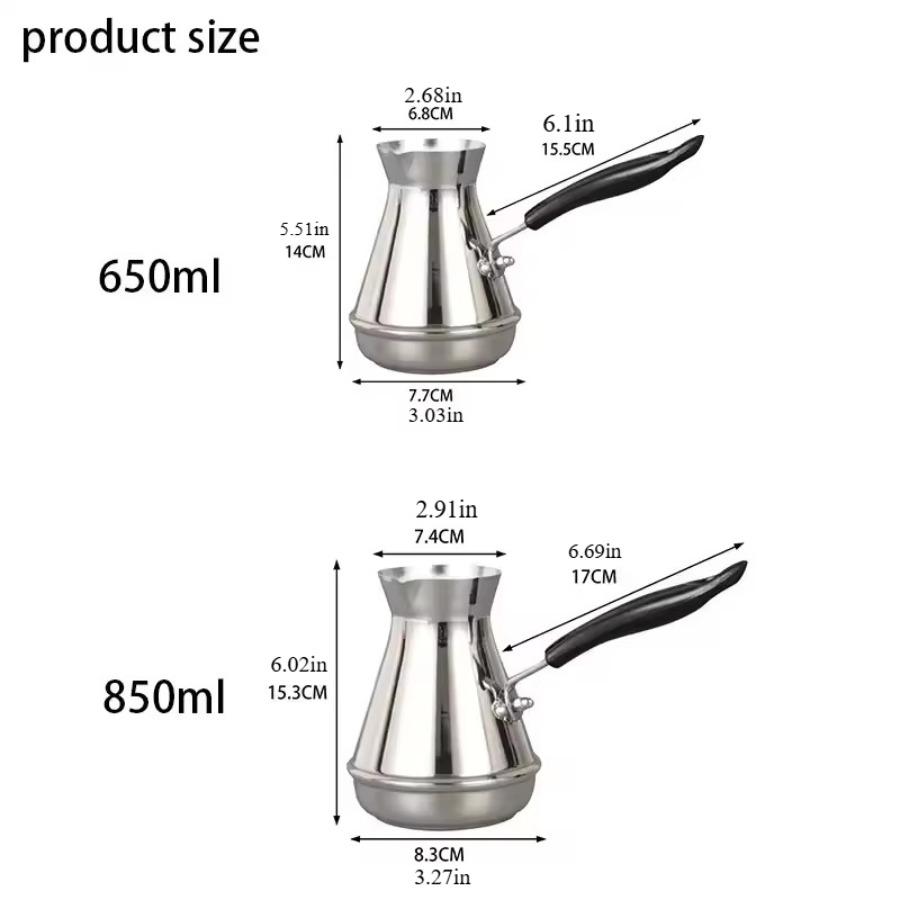 Long Handle Stainless Steel Moka Pot European Coffee Kettle Butter Melting Pot Coffee Utensils Turkish Coffee Pot Kitchen Tools