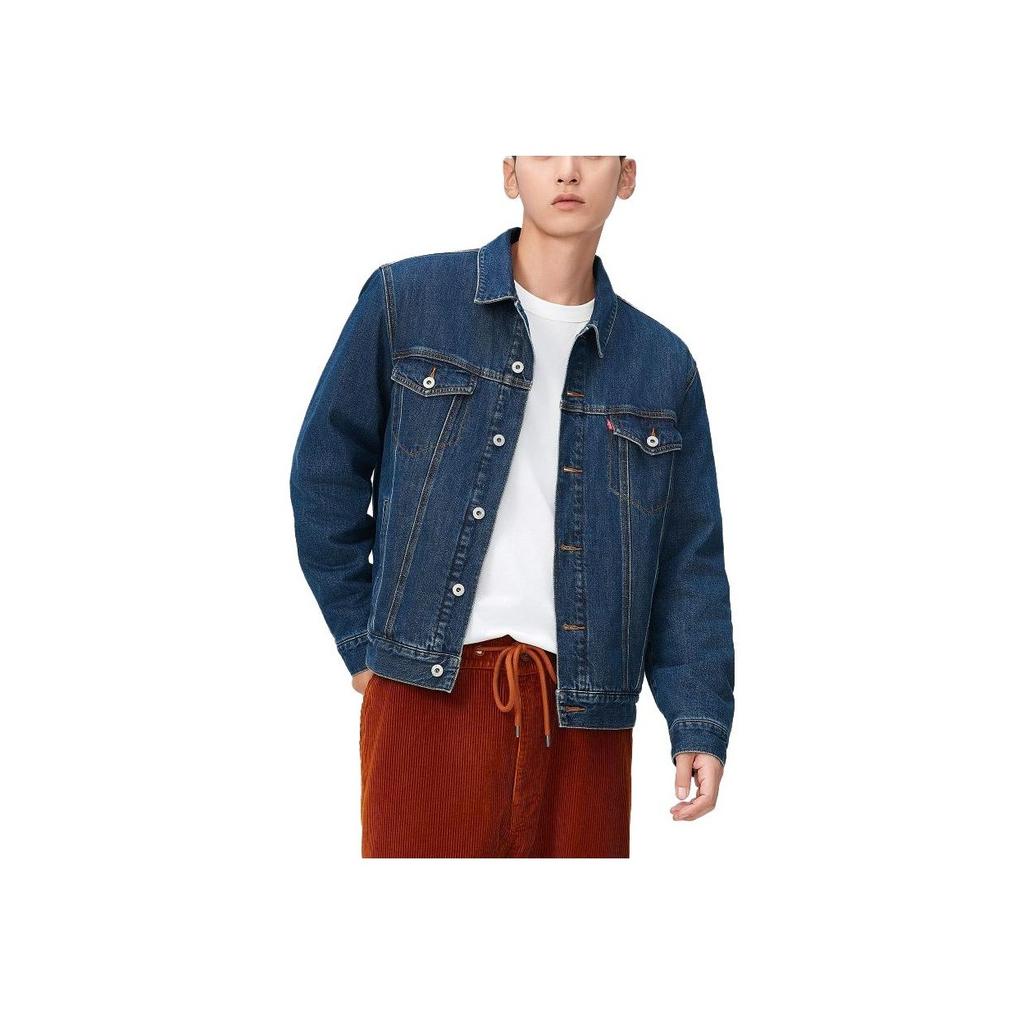 Levis Solid Color Single Breasted Collar Denim Jacket Unisex Jackets Blue A8409-0000
